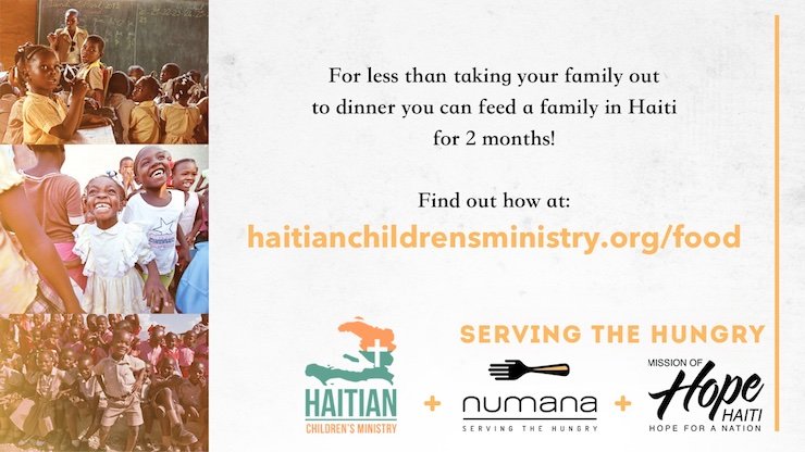 For less than taking your family to dinner, you can feed a family in Haiti for 2 months.