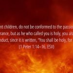 “As obedient children, do not be conformed to the passions of your former ignorance, but as he who called you is holy, you also be holy in all your conduct, since it is written, “You shall be holy, for I am holy.”” (1 Peter 1:14–16, ESV)